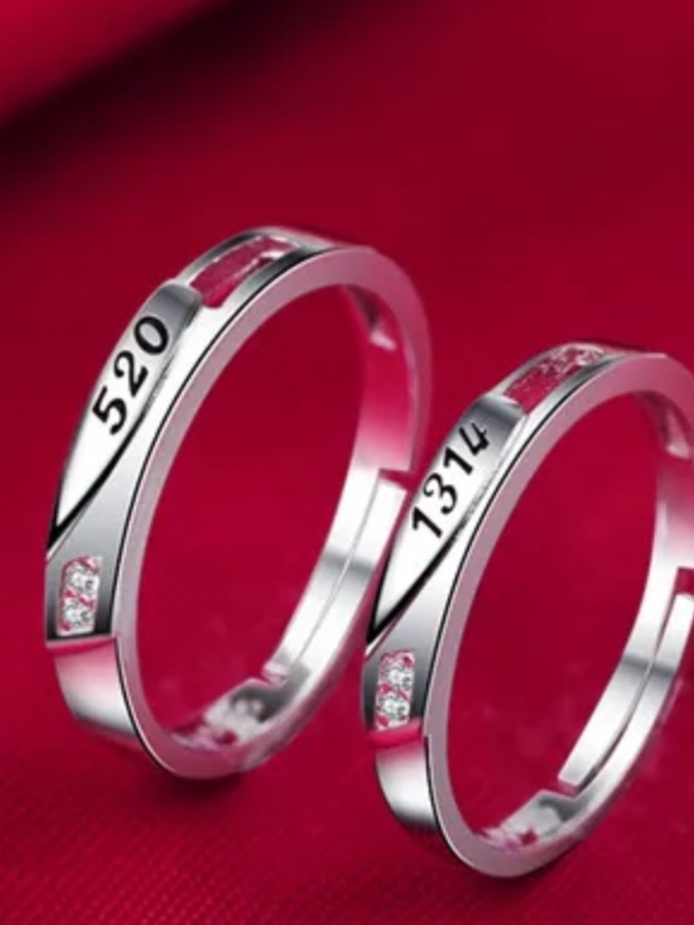 925 Sterling Silver Adjustable Ring couple 520 1314